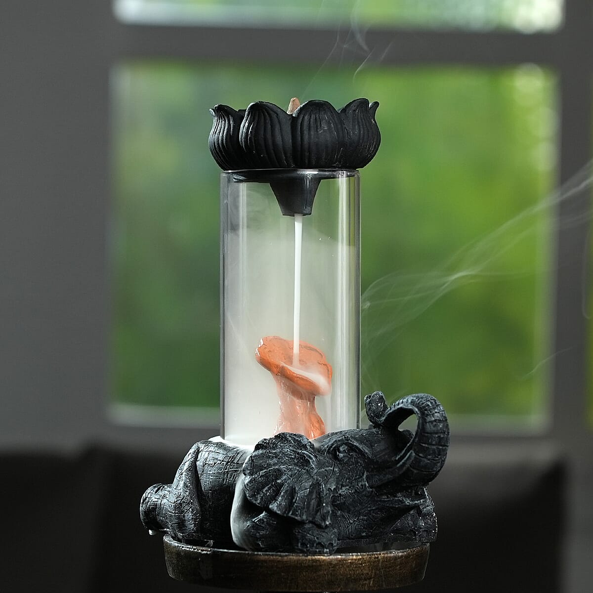 Golden Elephant Smoke Fountain With Incense 40 Cones 7.5 Inch image number 1