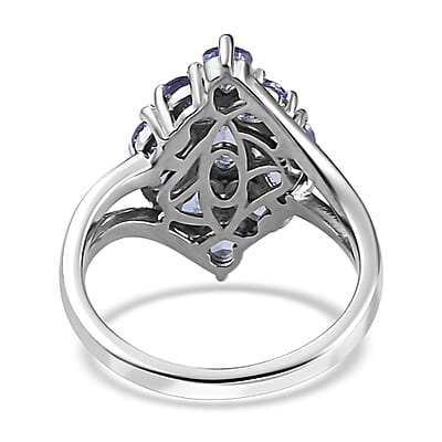 Tanzanite Elongated Ring in Platinum Over Sterling Silver (Size 10.0) 1.75 ctw