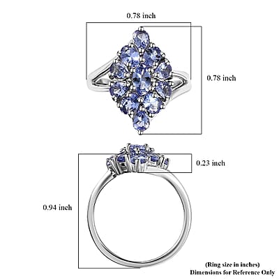 Tanzanite Elongated Ring in Platinum Over Sterling Silver (Size 10.0) 1.75 ctw