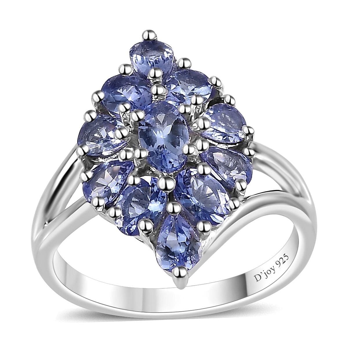 Tanzanite Elongated Ring in Platinum Over Sterling Silver (Size 8.0) 1.75 ctw image number 0