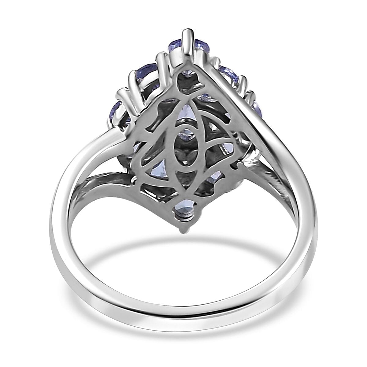 Tanzanite Elongated Ring in Platinum Over Sterling Silver (Size 8.0) 1.75 ctw image number 4