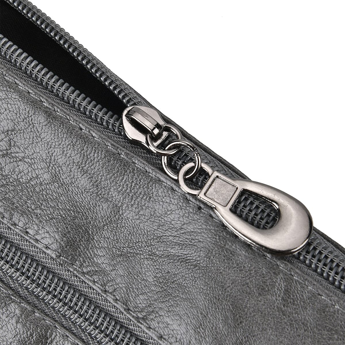 Gray Faux Leather Multi Pocket Crossbody Bag with Adjustable Shoulder Strap image number 5