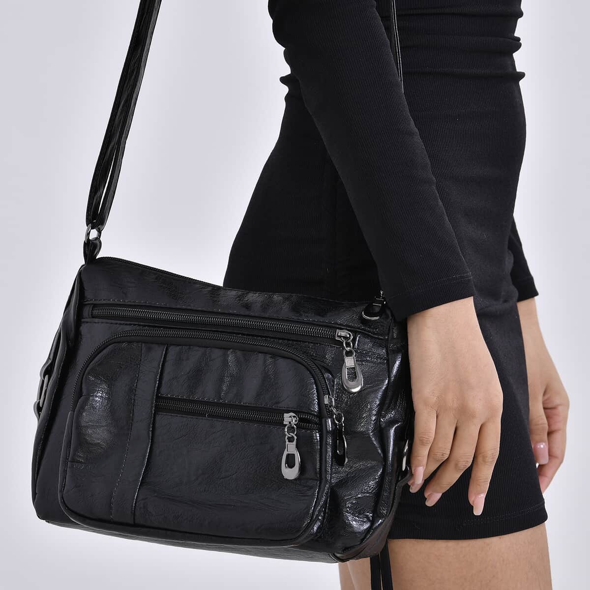 Faux Leather Multi Pocket Crossbody Bag image number 2