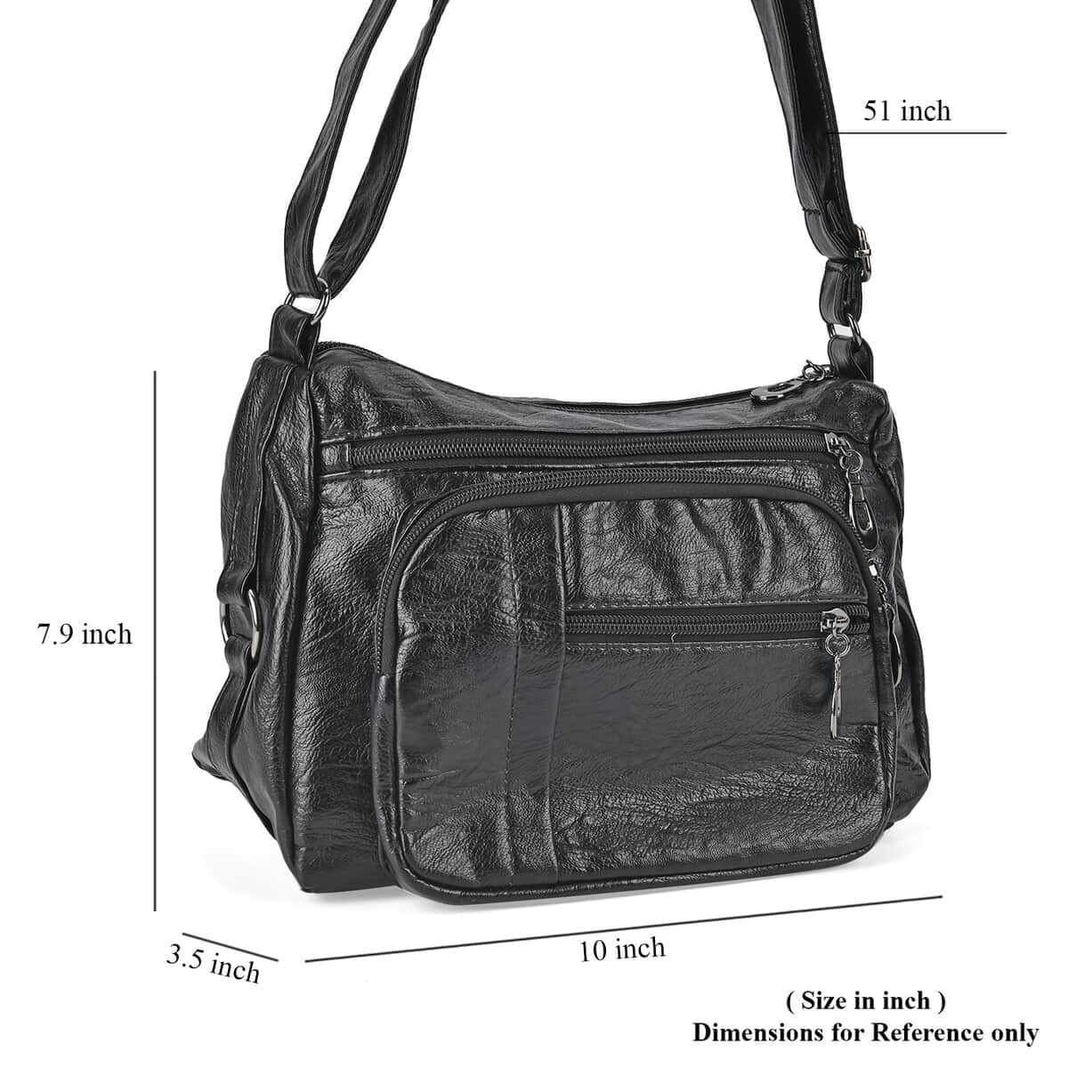 Faux Leather Multi Pocket Crossbody Bag image number 6