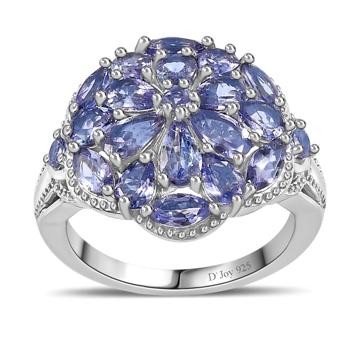 Tanzanite Floral Ring in Platinum Over Sterling Silver (Size 9.0) 3.00 ctw image number 0