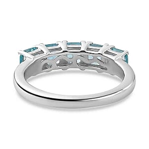 Paraiba Apatite 1.70 ctw Ring in Rhodium Over Sterling Silver (Size 9)
