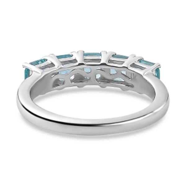 Paraiba Apatite 1.70 ctw Ring in Rhodium Over Sterling Silver (Size 9)