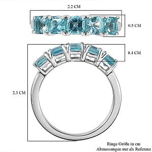 Paraiba Apatite 1.70 ctw Ring in Rhodium Over Sterling Silver (Size 9)