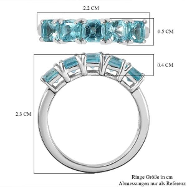 Paraiba Apatite 1.70 ctw Ring in Rhodium Over Sterling Silver (Size 9)