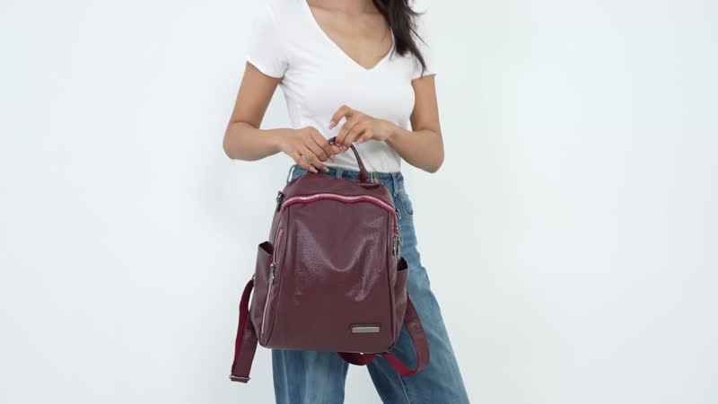 Burgundy Faux Leather Crossbody Bag (10"x5"x13.4") with Handle Drop and Shoulder Strap (47")