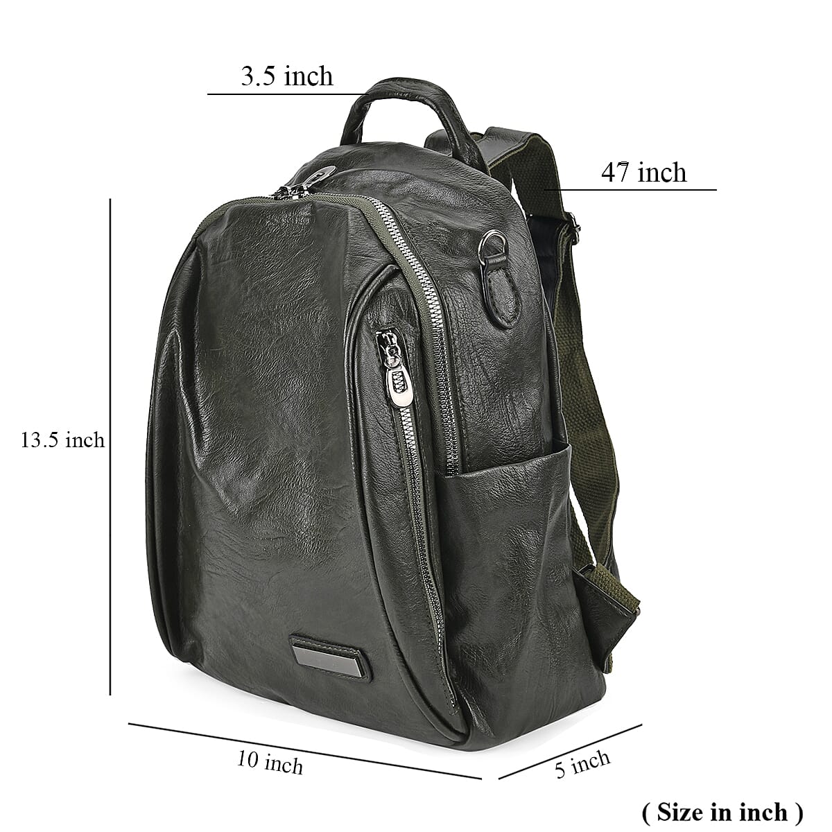 Grey/Green Faux Leather Backpack Gear Classic 4 Faux Leather (Without Anti Theft) 16 main image 2