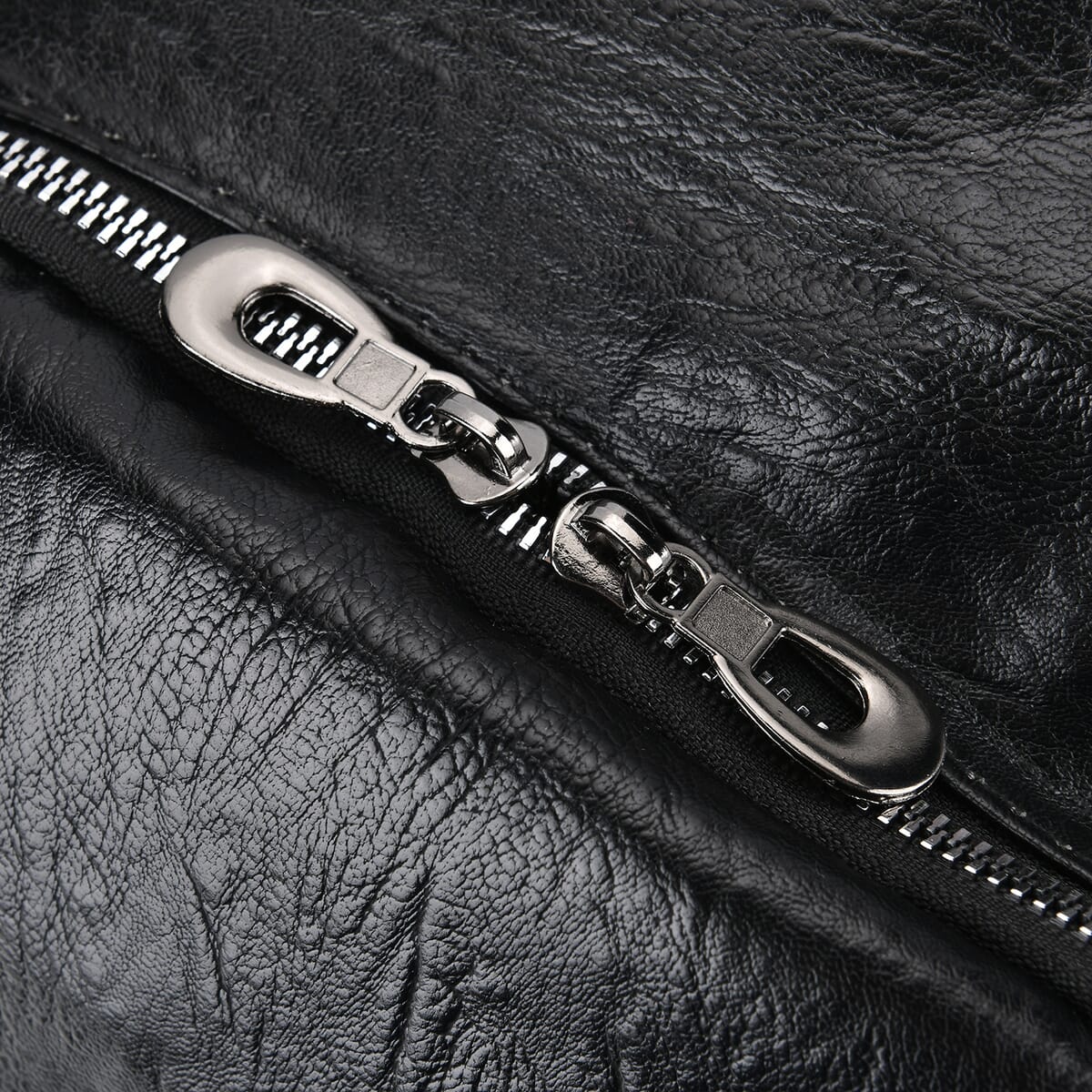Black Faux Leather Multi-Pocket Backpack with Handle Drop and Shoulder Strap image number 5