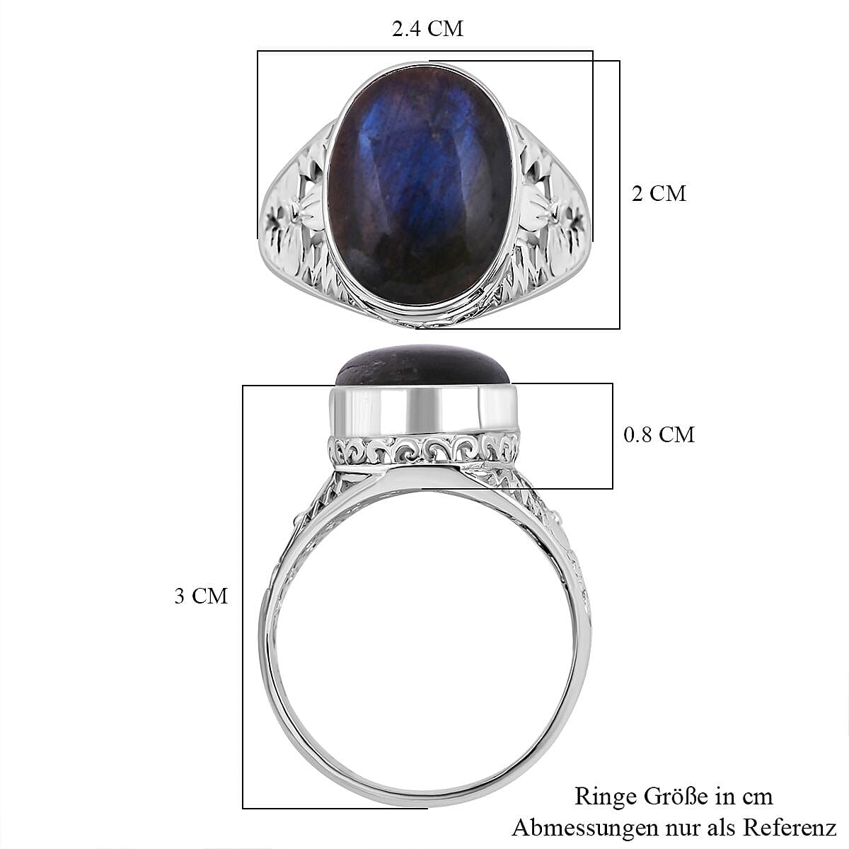 Labradorite 11.50 ctw Ring in Sterling Silver (Size 11.5)