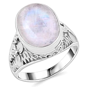 Moonstone OV 10.41 ctw Ring in Sterling Silver (Size 6.5)