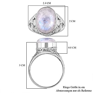 Moonstone OV 10.41 ctw Ring in Sterling Silver (Size 6.5)