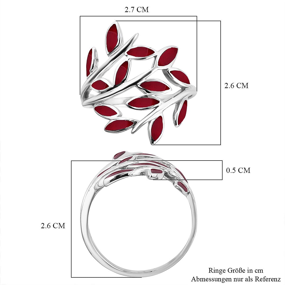 Coral Ring in Sterling Silver (Size 5.5)