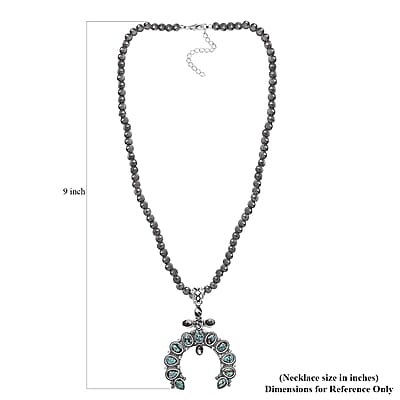 D'Joy Artisan Crafted Blue Moon Turquoise and White Buffalo Naja Necklace 18-20 Inches in Sterling Silver 9.90 ctw