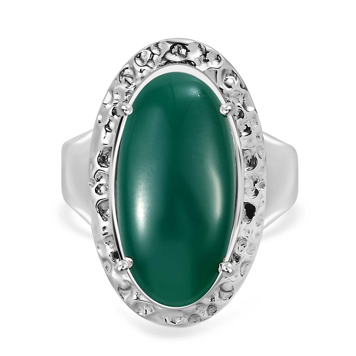 Green Onyx 11.77 ctw Ring in Stainless Steel (Size 9)