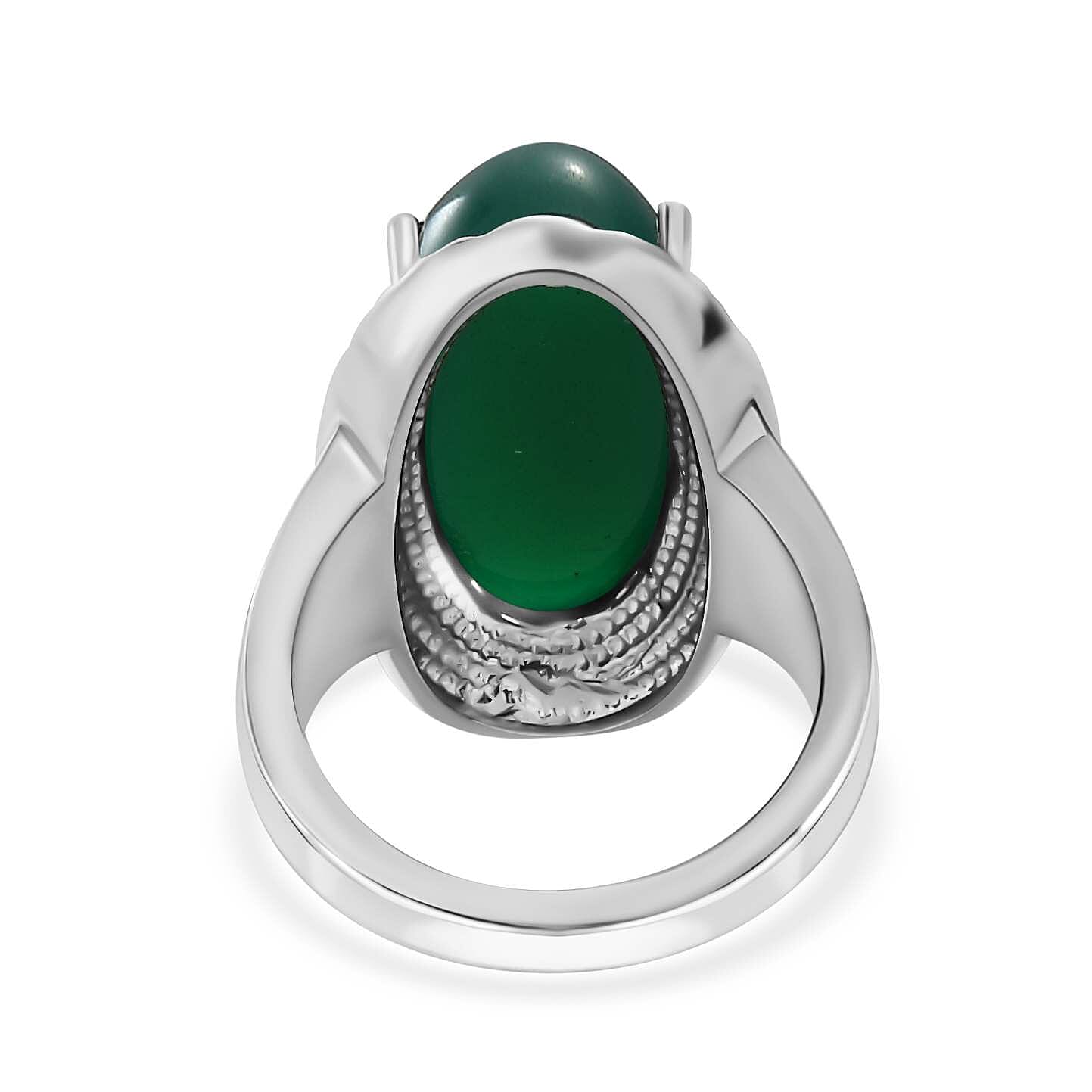 Green Onyx 11.77 ctw Ring in Stainless Steel (Size 9)