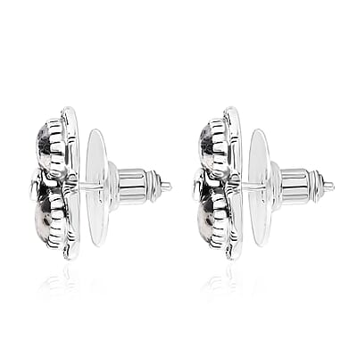Artisan Crafted White Buffalo Snake Earrings in Black Oxidized Sterling Silver 3.75 ctw