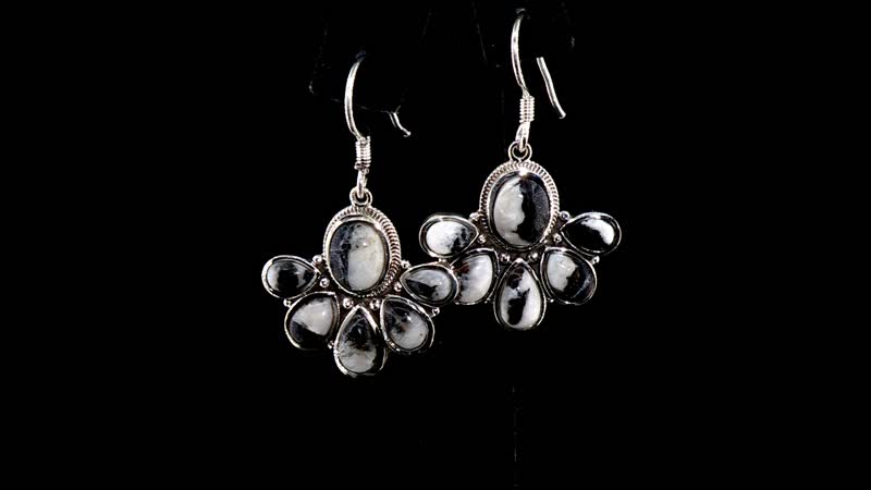Artisan Crafted White Buffalo Earrings in Black Oxidized Sterling Silver 10.90 ctw