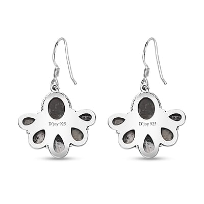 Artisan Crafted White Buffalo Earrings in Black Oxidized Sterling Silver 10.90 ctw