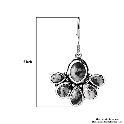 Artisan Crafted White Buffalo Earrings in Black Oxidized Sterling Silver 10.90 ctw