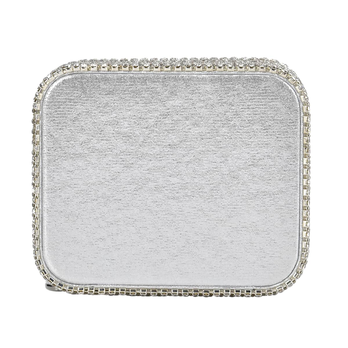Silver Color Sparkling Crystal and Velvet Jewelry Box (4.72"x3.94"x2.56") image number 3