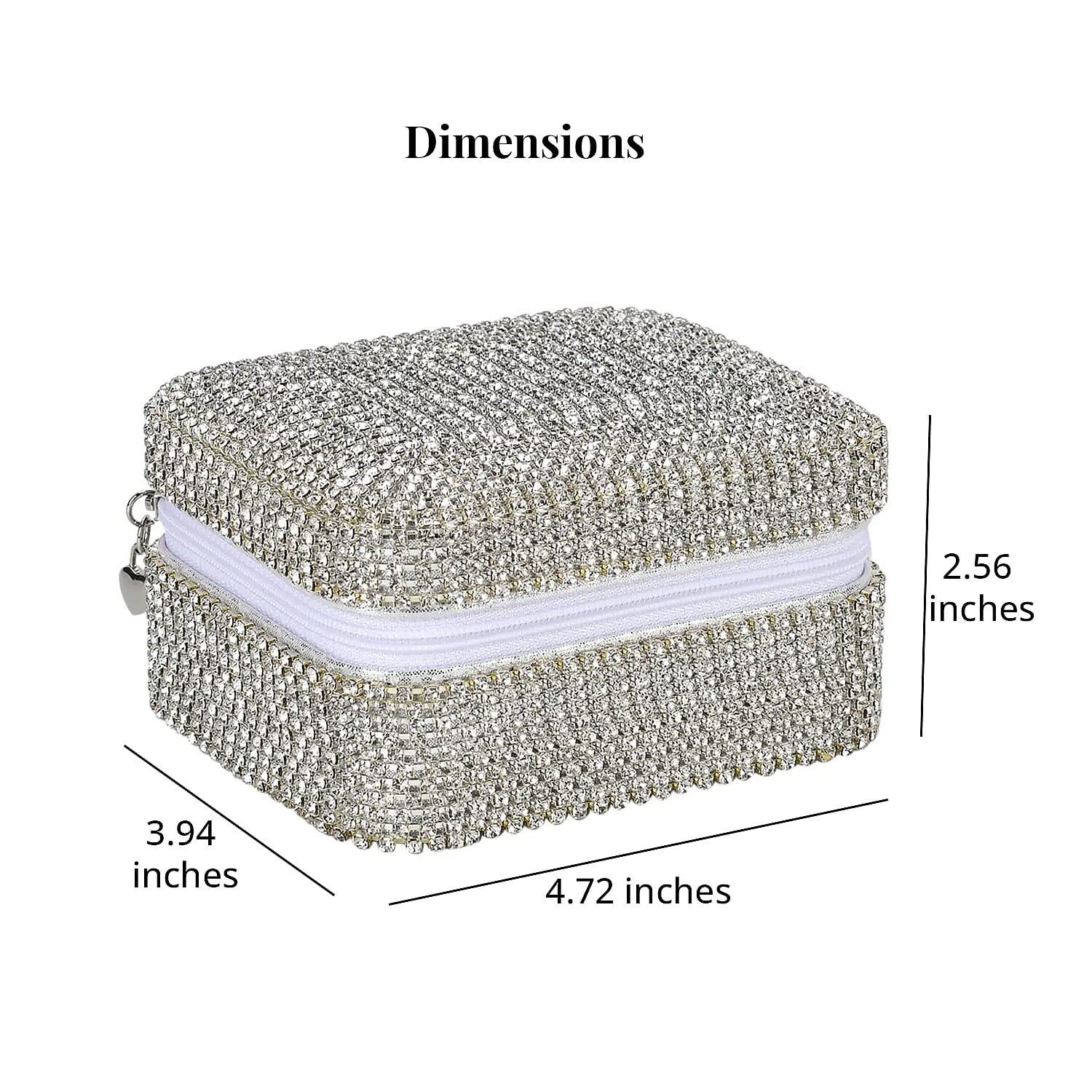 Silver Color Sparkling Crystal and Velvet Jewelry Box