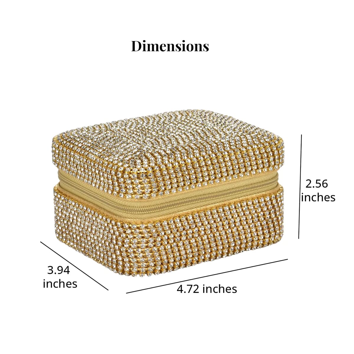 Gold Color Sparkling Crystal and Velvet Jewelry Box image number 6