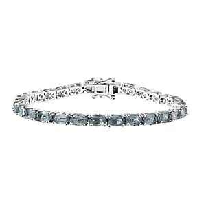 Aqua Kyanite Tennis Bracelet in Platinum Over Sterling Silver (7.25 In) 17.25 ctw
