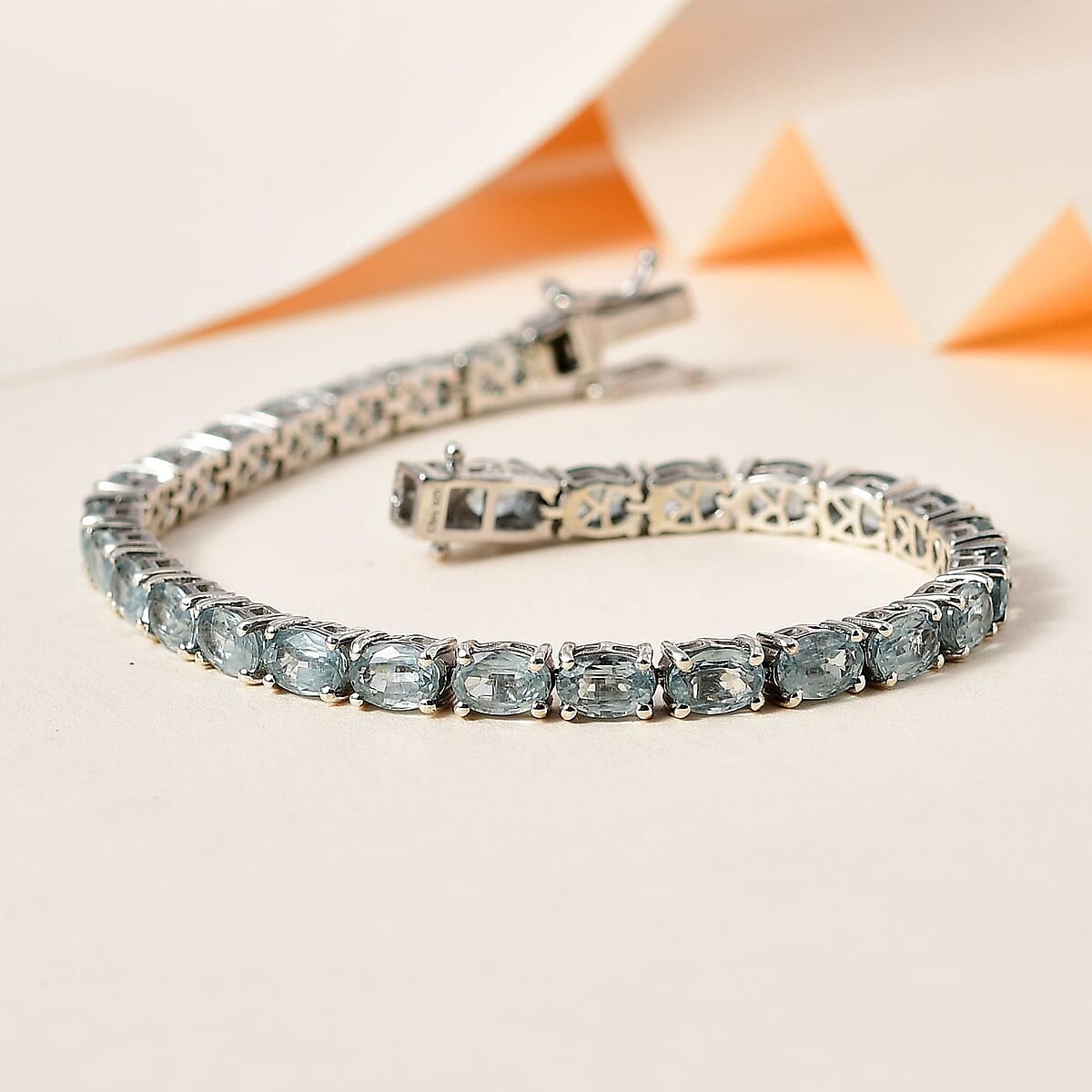 Aqua Kyanite Tennis Bracelet in Platinum Over Sterling Silver (7.25 In) 17.25 ctw image number 1