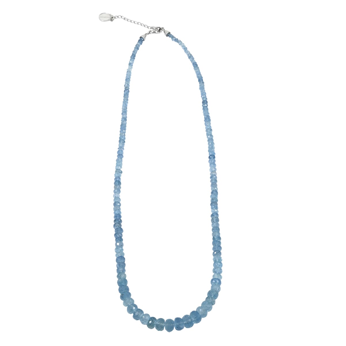 Certified & Appraised Rhapsody AAAA Santa Maria Aquamarine 75.00 ctw Beaded Necklace in 950 Platinum 18 Inches image number 2