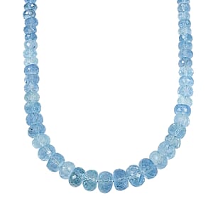 Certified & Appraised Rhapsody AAAA Santa Maria Aquamarine 75.00 ctw Beaded Necklace in 950 Platinum 18 Inches