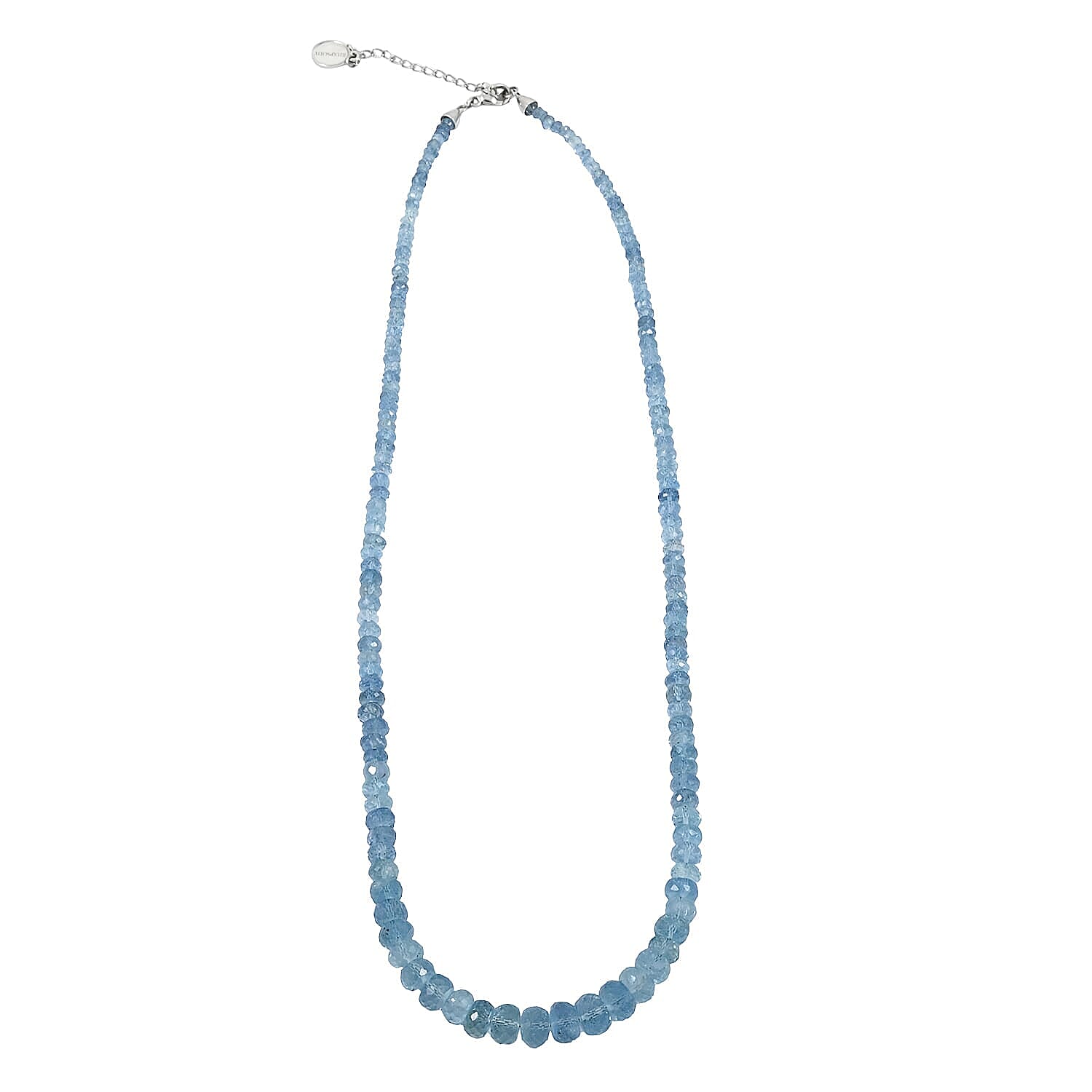 Certified & Appraised Rhapsody AAAA Santa Maria Aquamarine 75.00 ctw Beaded Necklace in 950 Platinum 18 Inches