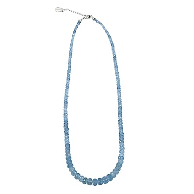 Certified & Appraised Rhapsody AAAA Santa Maria Aquamarine 75.00 ctw Beaded Necklace in 950 Platinum 18 Inches