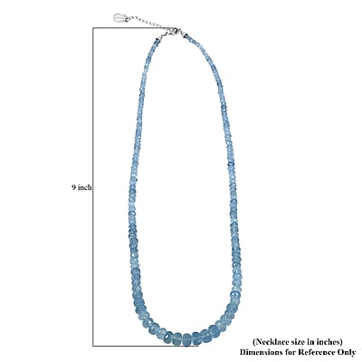 Certified & Appraised Rhapsody AAAA Santa Maria Aquamarine 75.00 ctw Beaded Necklace in 950 Platinum 18 Inches