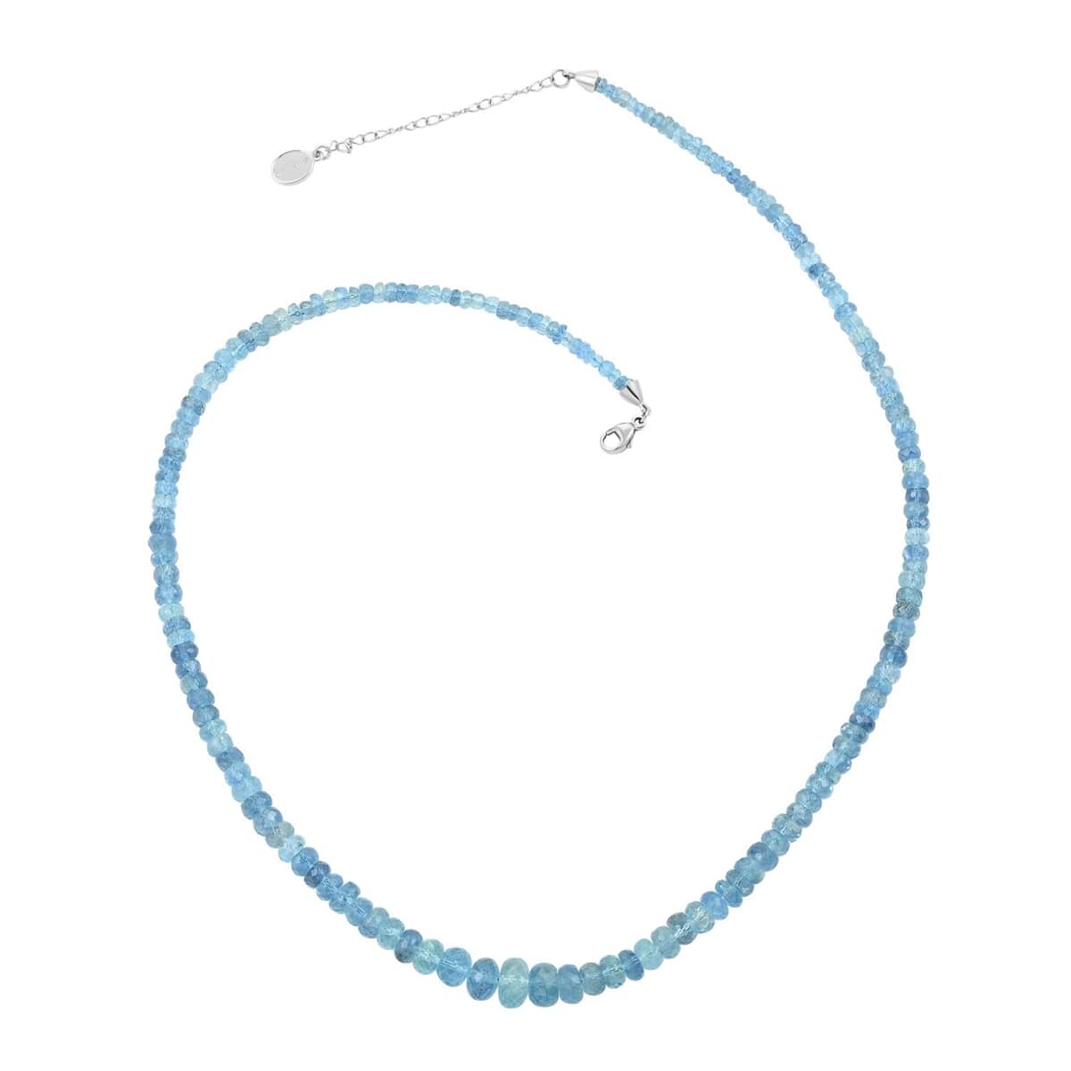 Certified & Appraised Rhapsody 950 Platinum AAAA Santa Maria Aquamarine Beaded Graduation Necklace 18-20 Inches 70.00 ctw image number 0