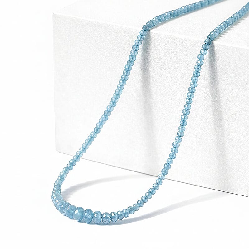 Rhapsody 950 Platinum AAAA Santa Maria Aquamarine Beaded Graduated Necklace 18-20 Inches 70.00 ctw