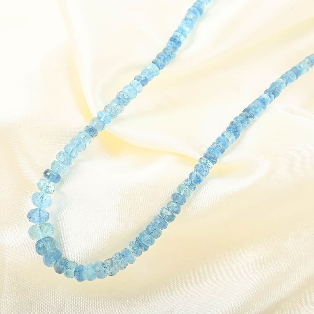 Certified & Appraised Rhapsody 950 Platinum AAAA Santa Maria Aquamarine Beaded Graduation Necklace 18-20 Inches 70.00 ctw image number 1