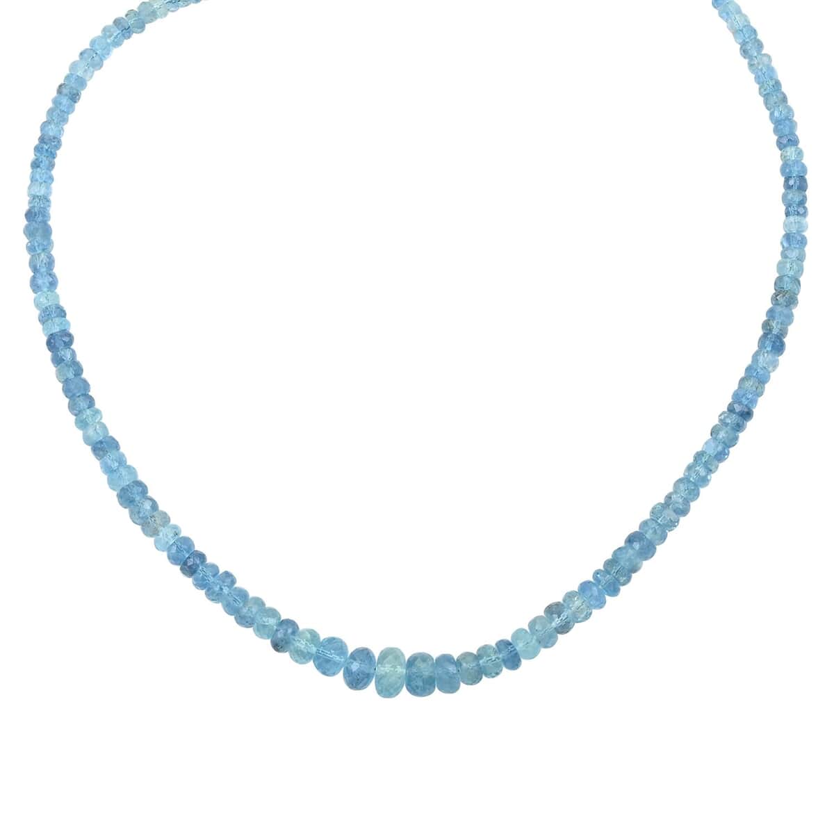 Certified & Appraised Rhapsody 950 Platinum AAAA Santa Maria Aquamarine Beaded Graduation Necklace 18-20 Inches 70.00 ctw image number 2