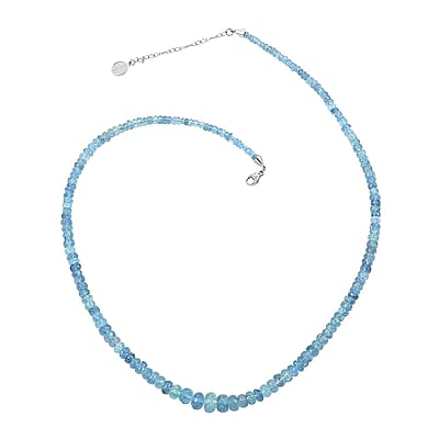 Rhapsody 950 Platinum AAAA Santa Maria Aquamarine Beaded Graduated Necklace 18-20 Inches 70.00 ctw
