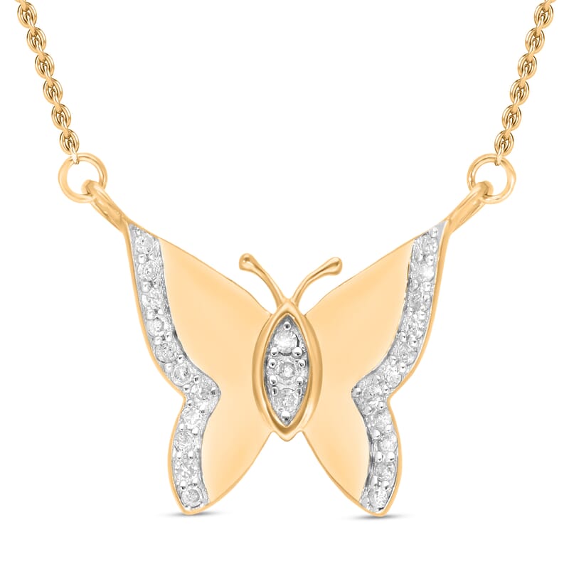 White Diamond 0.15 ctw Necklace in Vermeil Yellow Gold Over Sterling Silver 20 Inches