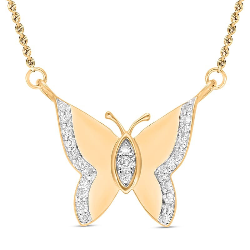White Diamond 0.15 ctw Necklace in Vermeil Yellow Gold Over Sterling Silver 20 Inches