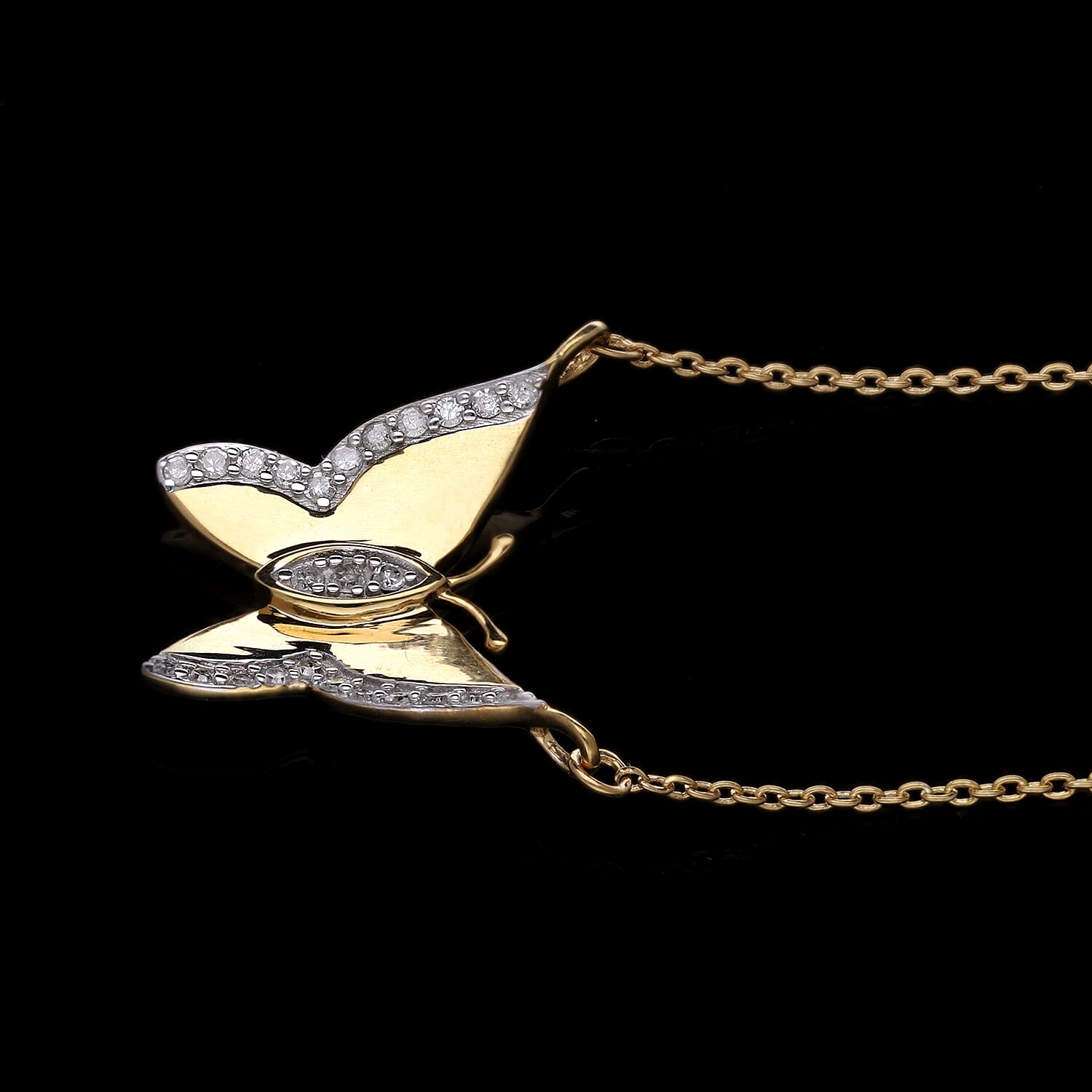 White Diamond 0.15 ctw Necklace in Vermeil Yellow Gold Over Sterling Silver 20 Inches