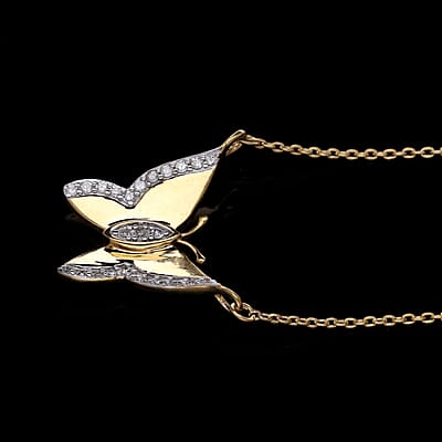 White Diamond 0.15 ctw Necklace in Vermeil Yellow Gold Over Sterling Silver 20 Inches