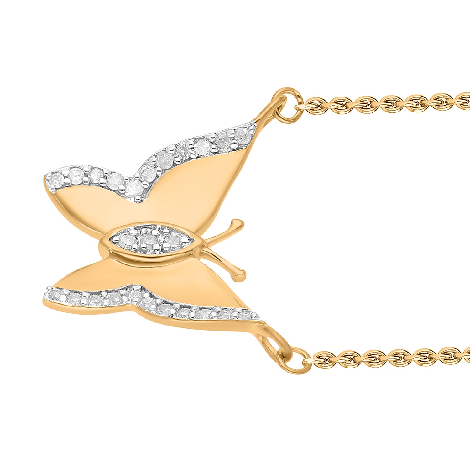 White Diamond 0.15 ctw Necklace in Vermeil Yellow Gold Over Sterling Silver 20 Inches