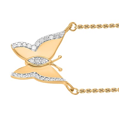 White Diamond 0.15 ctw Necklace in Vermeil Yellow Gold Over Sterling Silver 20 Inches