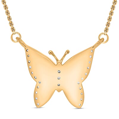 White Diamond 0.15 ctw Necklace in Vermeil Yellow Gold Over Sterling Silver 20 Inches