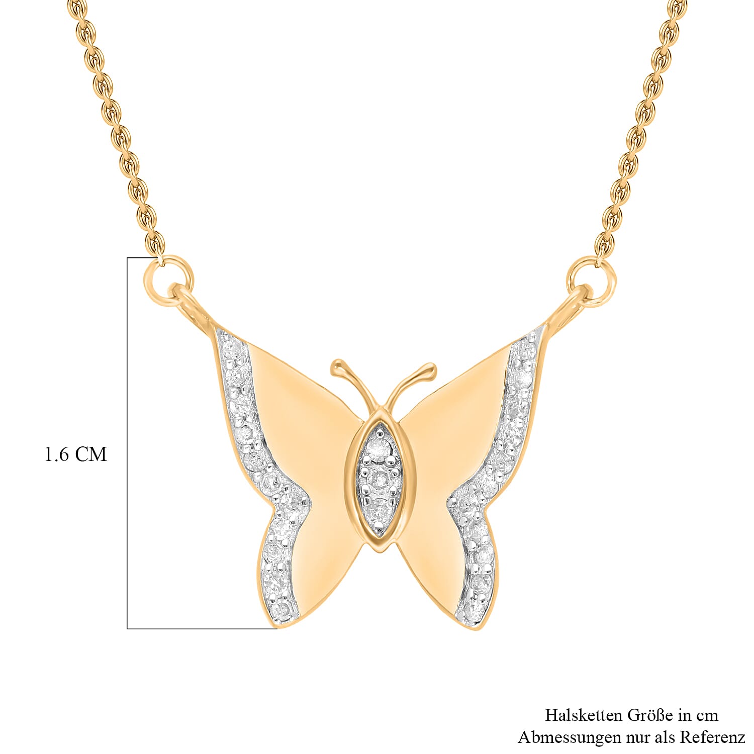 White Diamond 0.15 ctw Necklace in Vermeil Yellow Gold Over Sterling Silver 20 Inches